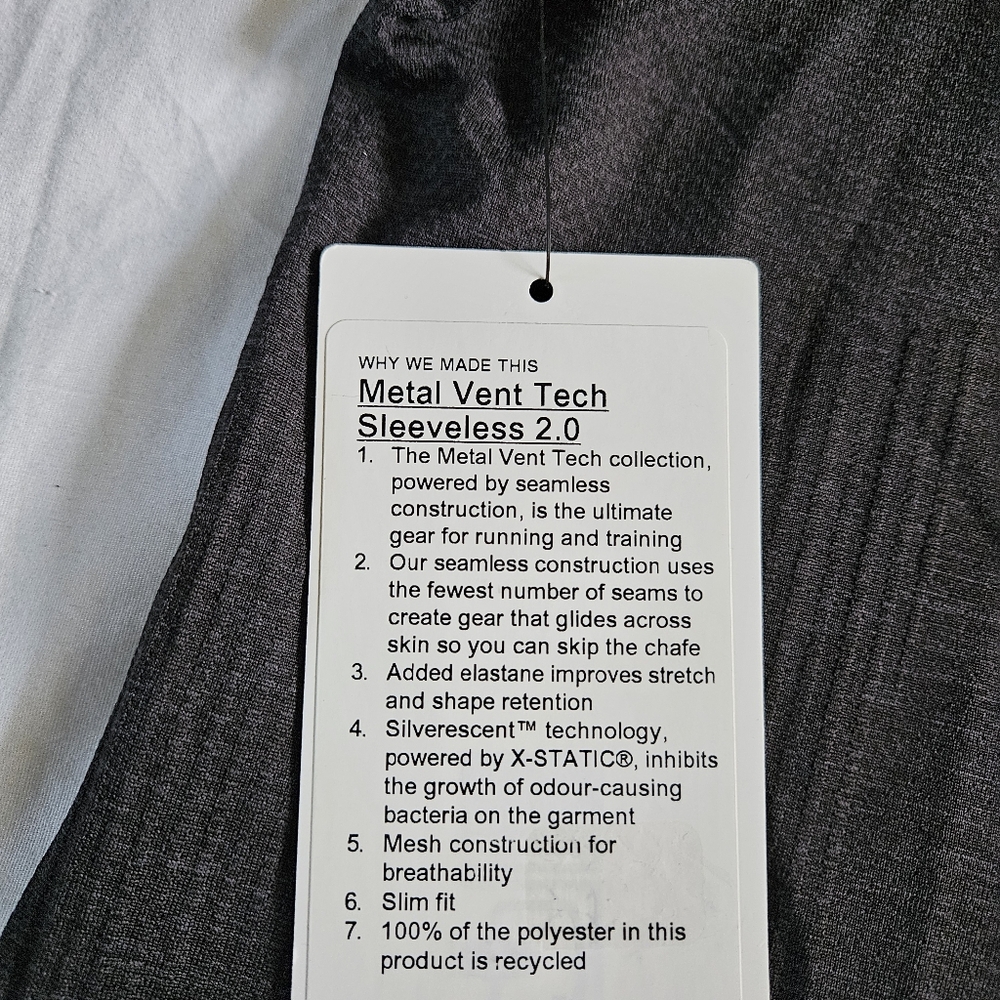 Lululemon Metal Vent Tech Sleeveless 2.0 DCO/BLK Tank Top Men's Size XLarge - Picture 3 of 5